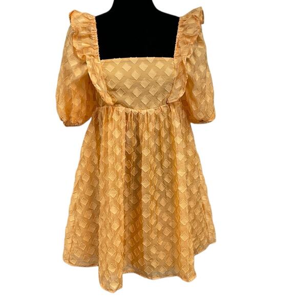 Storie Dresses & Skirts - Storie Mini Babydoll dress Gold Size Small
